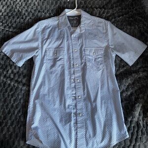 Wrangler Men's Light Blue Patterned Button Down Shirt